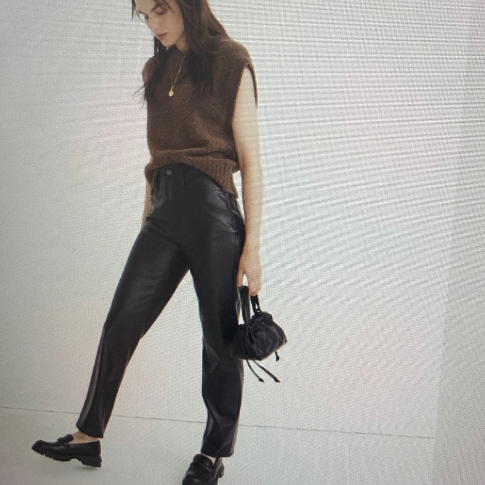 Black Faux Leather High-Rise Pants